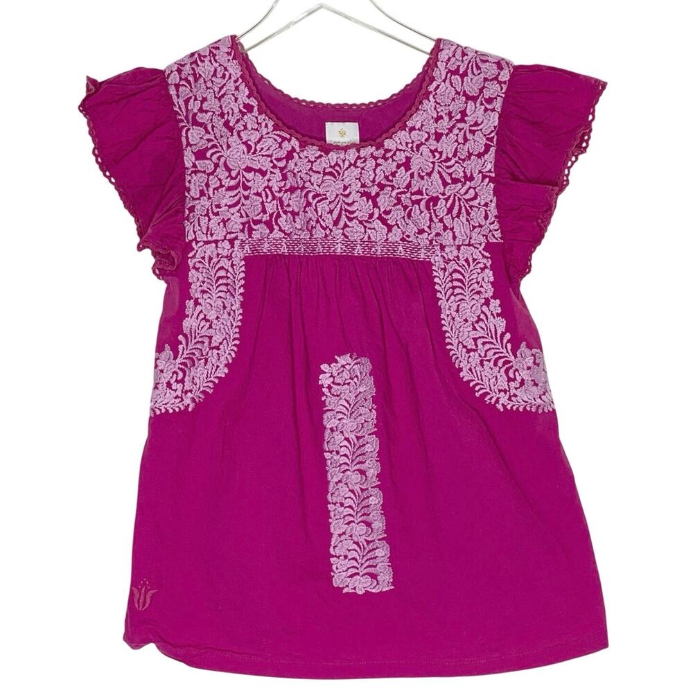 J. Marie Collections Embroidered Wren Top XS Berry Pink Travel Boho Floral